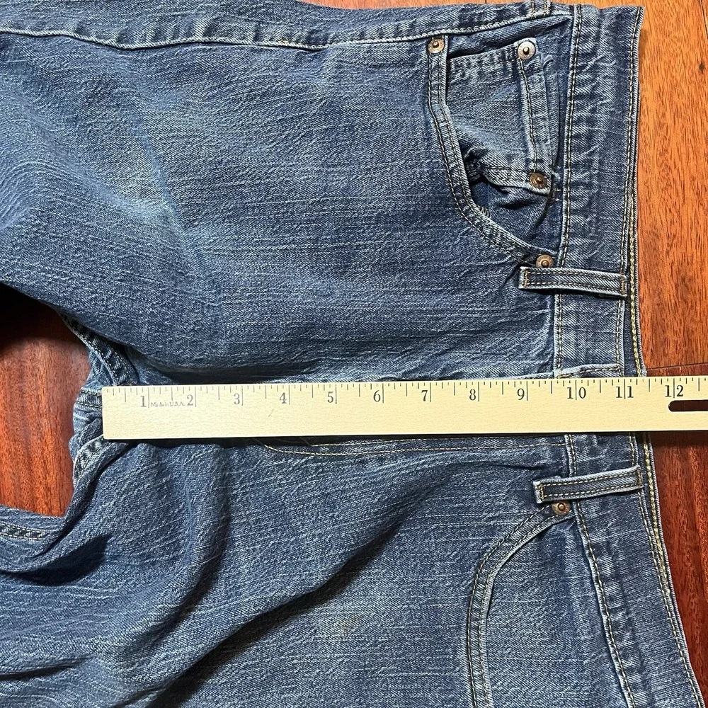 Levis Jeans Mens 34x32 505 Blue Denim Regular Straight Medium Crosshatch Wash